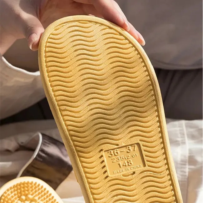 Solid Colour Men's Slippers Bathroom Anti-slip Massage Sandals Women Simple Soft Bottom Health Shoes 1024_19059