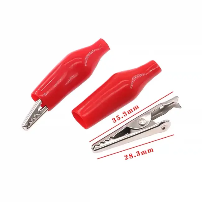 25pcs 28MM 35MM 45MM Metal Alligator Clip Crocodile Electrical Clamp Testing Probe Meter Black Red with Plastic 1108_19642