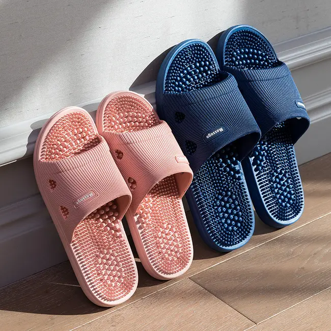 Solid Colour Men's Slippers Bathroom Anti-slip Massage Sandals Women Simple Soft Bottom Health Shoes 1024_19046
