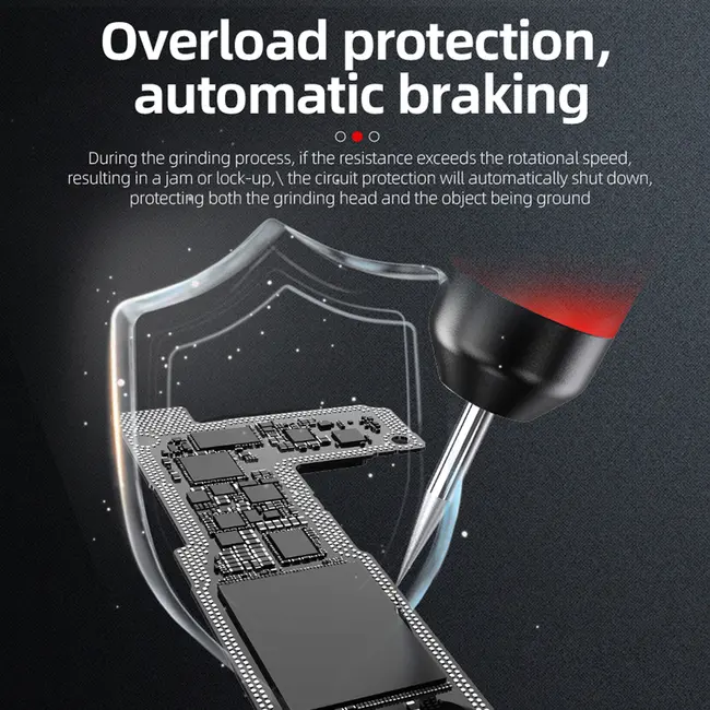 JTX GP-1 Type-C 5-Speed Regulation Torque IC Chip Polishing Pen with 6Pcs Grinding Head 1085_19482