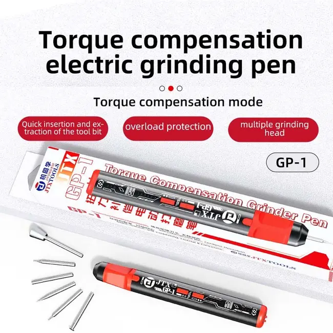 JTX GP-1 Type-C 5-Speed Regulation Torque IC Chip Polishing Pen with 6Pcs Grinding Head 1085_19474
