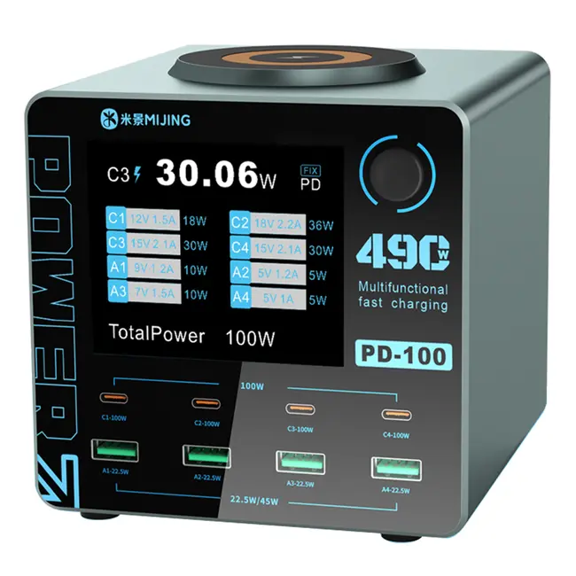Mijing PD100 100W Smart Multi-Port Fast Charging Station Supports QC / PD Fast Charging & Wireless Charging 1095_19554