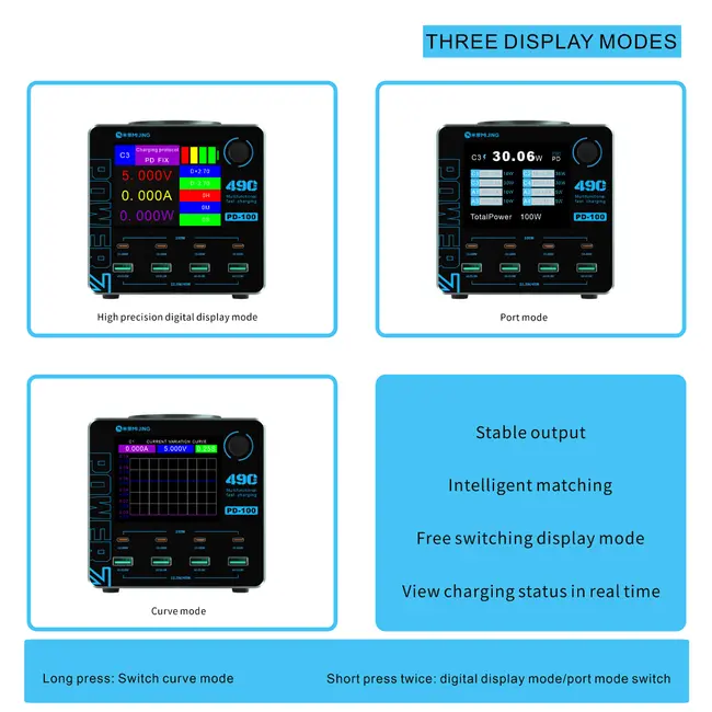 Mijing PD100 100W Smart Multi-Port Fast Charging Station Supports QC / PD Fast Charging & Wireless Charging 1095_19555