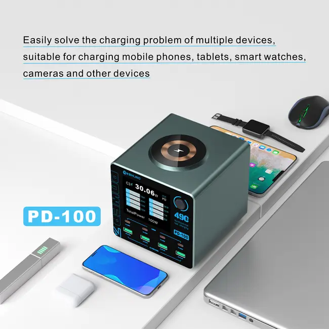 Mijing PD100 100W Smart Multi-Port Fast Charging Station Supports QC / PD Fast Charging & Wireless Charging 1095_19561