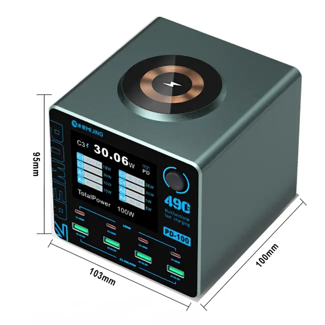 Mijing PD100 100W Smart Multi-Port Fast Charging Station Supports QC / PD Fast Charging & Wireless Charging 1095_19562