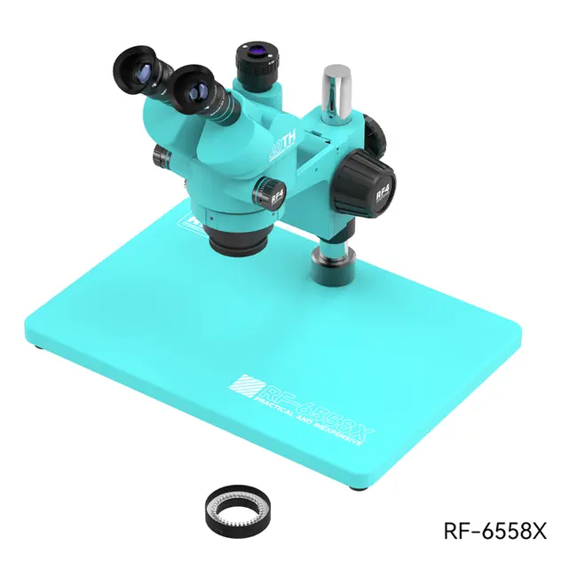 For RF-6558X Triocular Stereo Microscope 6.5-58x Super-large Synchronous Imaging  for Live Broadcast PCB Soldering 1046_19220