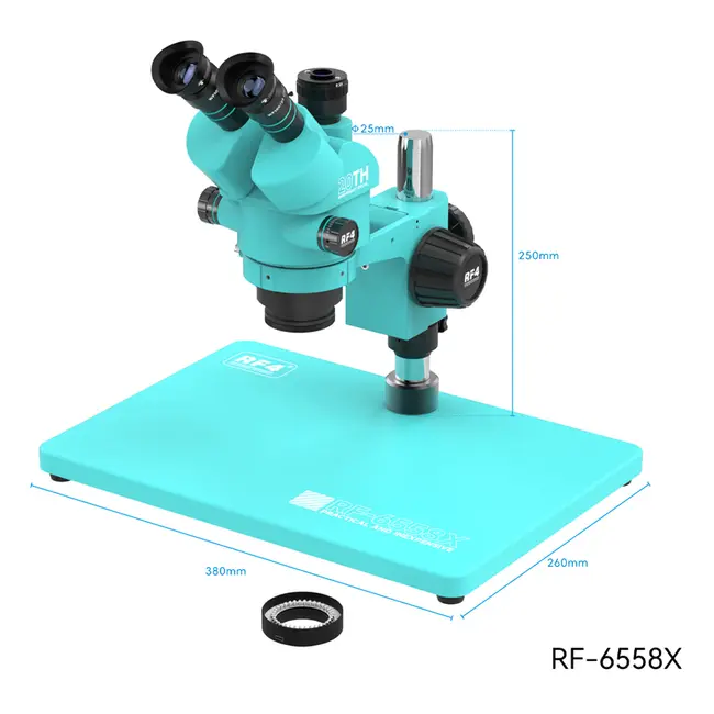 For RF-6558X Triocular Stereo Microscope 6.5-58x Super-large Synchronous Imaging  for Live Broadcast PCB Soldering 1046_19223