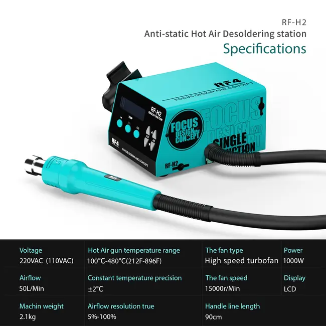 RF4 RF-H2 1000W Fast Desoldering Hot Air Gun Soldering Station Digital Display Intelligent BGA Rework Station To PCB Chip Repair 1123_19765