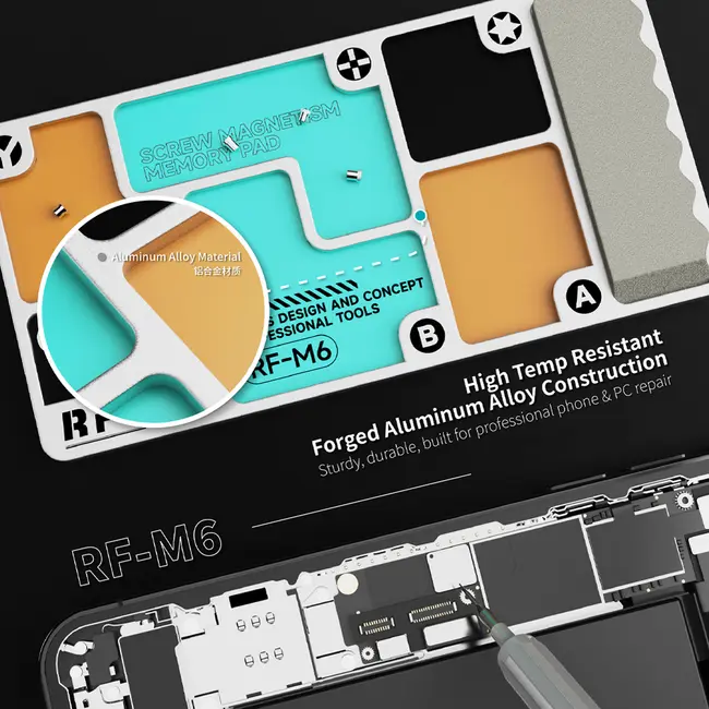 RF4 RF-M6 2-in-1 Aluminum Alloy Screw Storage Magnetic Tray with Integrated Sharpening Stone 1088_19509