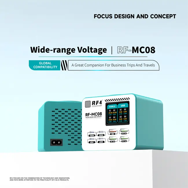 RF4 RF-MC08 150W Full-color Smart LCD Display Multi-Port Charging Station for Mobile Phone / Laptop 1090_19528