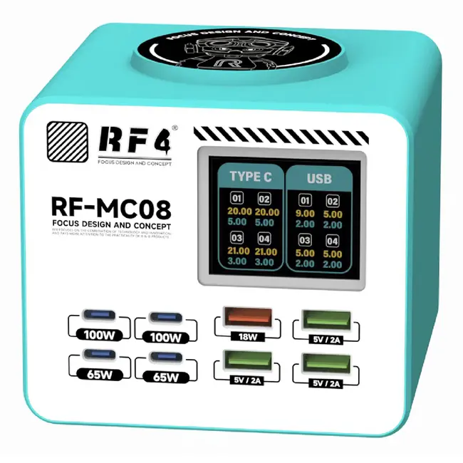 RF4 RF-MC08 150W Full-color Smart LCD Display Multi-Port Charging Station for Mobile Phone / Laptop 1090_19521