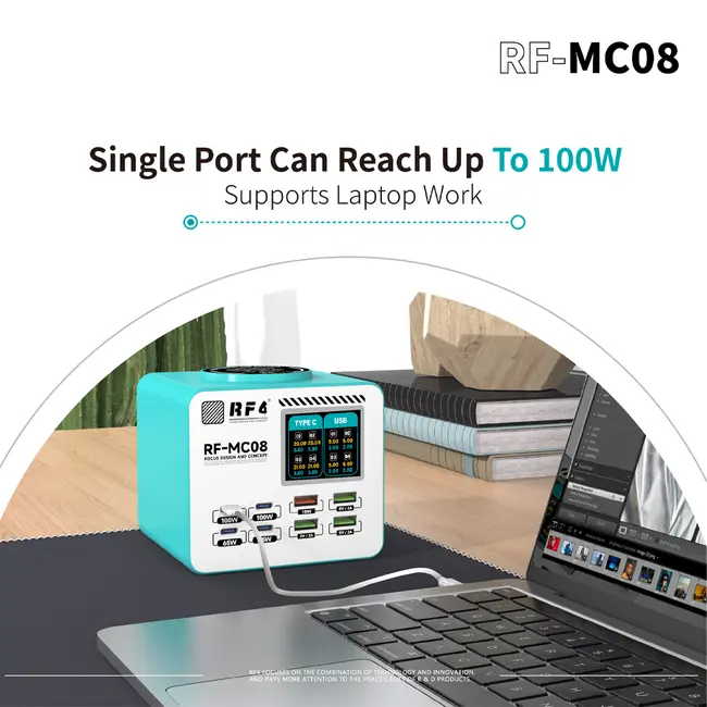 RF4 RF-MC08 150W Full-color Smart LCD Display Multi-Port Charging Station for Mobile Phone / Laptop 1090_19522