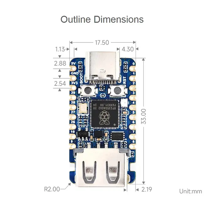 RP2350-USB-A Mini Development Board with USB Port Based on Raspberry Pi RP2350A 1131_19817