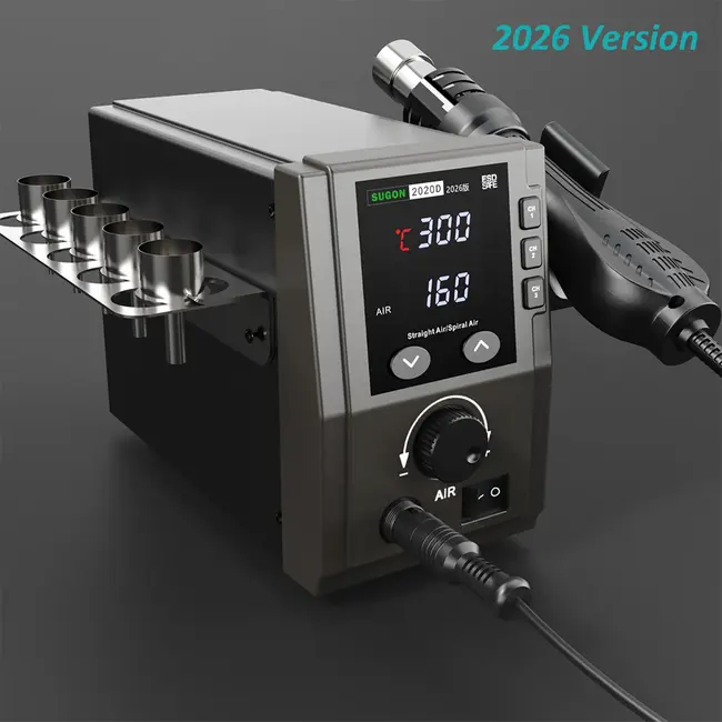 SUGON 2020D v2026 Soldering Station 700W Spiral Air Hot Air Gun High Air Volume Welding Machine PCB SMD BGA Repair Solder Tools 1070_19357