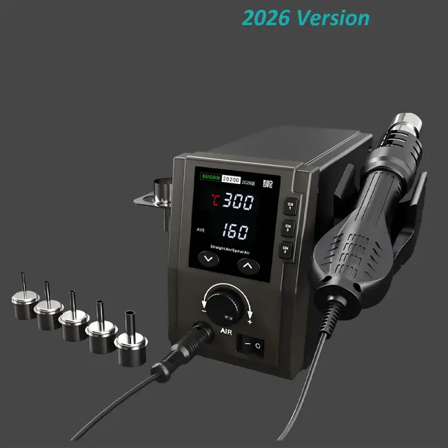 SUGON v2026 2020D Soldering Station 700W Spiral Air Hot Air Gun High Air Volume Welding Machine PCB SMD BGA Repair Solder Tools 1075_19403