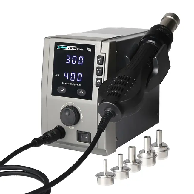 SUGON v2026 2020D Soldering Station 700W Spiral Air Hot Air Gun High Air Volume Welding Machine PCB SMD BGA Repair Solder Tools 1075_19397