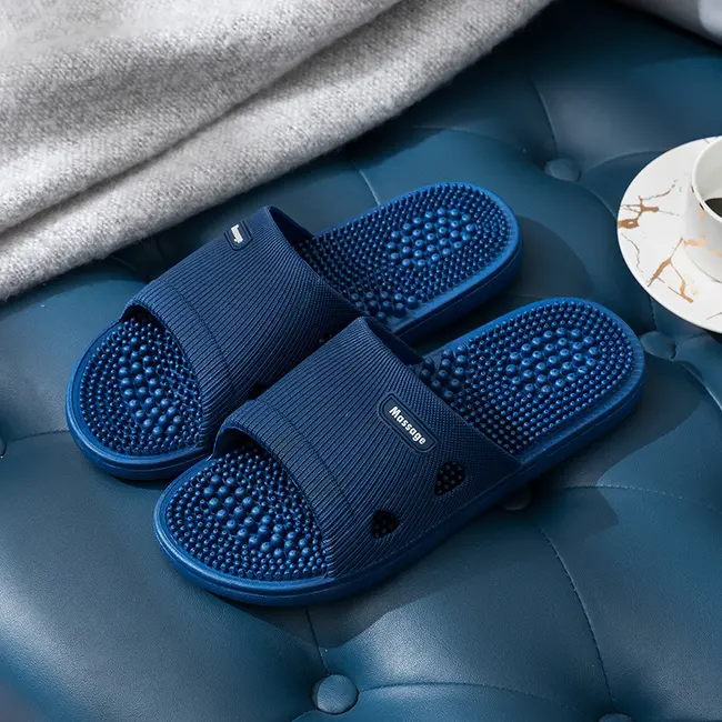 Solid Colour Men's Slippers Bathroom Anti-slip Massage Sandals Women Simple Soft Bottom Health Shoes 1024_19045