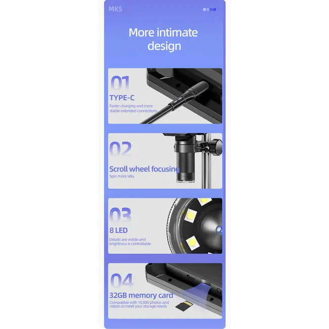 1600X Digital Microscope with 4.3inch IPS Screen Coin Microscope 1080P Video Microscope for Adult Kid Coin Magnifier with 8 LEDs 1048_19243