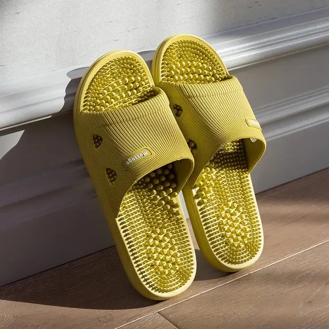 Solid Colour Men's Slippers Bathroom Anti-slip Massage Sandals Women Simple Soft Bottom Health Shoes 1024_19047