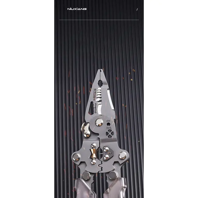 Foldalbe Wire Stripping Pliers Voltage Testing Cable Cutting Crimping Pliers Multifunctional Wire Stripper Electrician Pliers 1055_19264