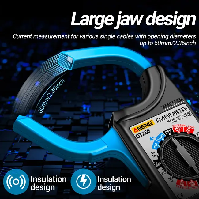 Aneng DT266 Multi-functional Large Caliber 60mm 1000A Current Clamp Meter 1194_20305