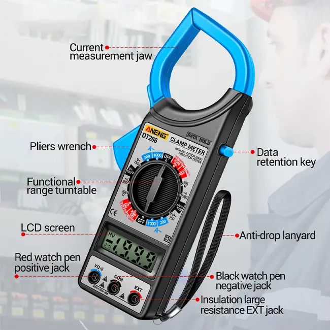 Aneng DT266 Multi-functional Large Caliber 60mm 1000A Current Clamp Meter 1194_20307