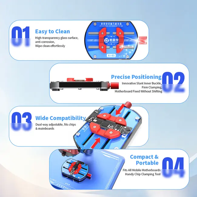 JTX KJ-03 Multifunctional Motherboard Glass Fixture for Motherboard PCB Soldering Repair 1209_20414