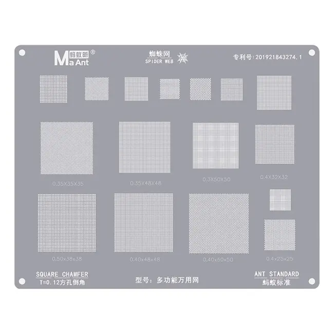 MaAnt 0.12mm 0.3  0.35  0.4  0.5  Parallel  45 Degree Hole Universal Solder Multi-Purpose BGA Stencil 1168_20085