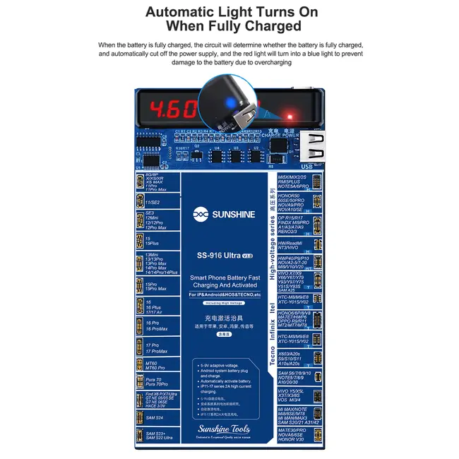 Sunshine SS-916 Ultra V3.0 Digital Display Charging Activation Board for iPhone 8 to 17Pro Max & Android 1166_20081