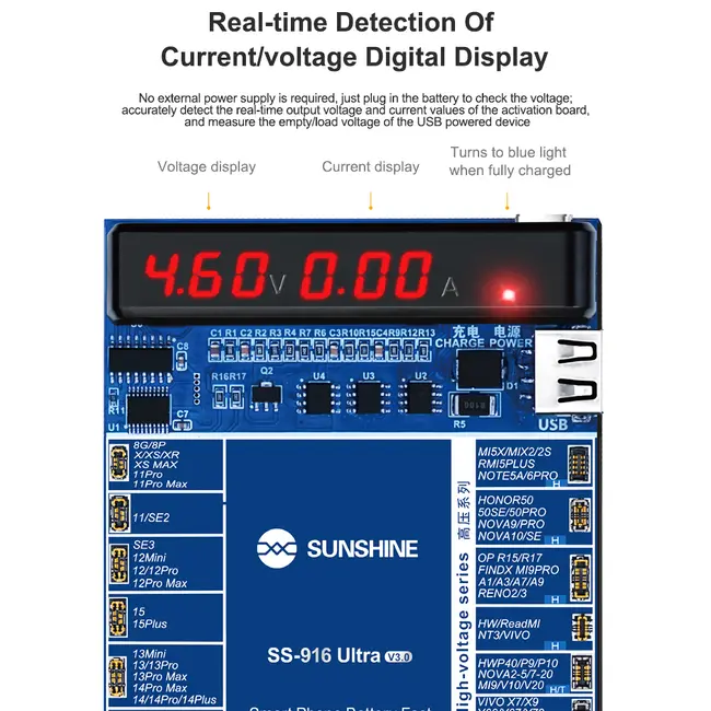 Sunshine SS-916 Ultra V3.0 Digital Display Charging Activation Board for iPhone 8 to 17Pro Max & Android 1166_20080