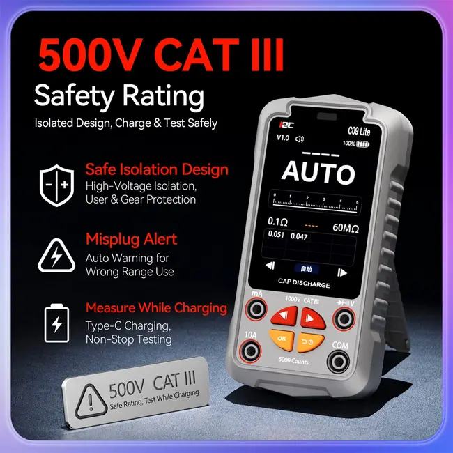 i2C C09 Lite Full Auto Digital Industrial Multimeter Supports Capacitive Discharge and Live Screen Mirroring 1206_20381
