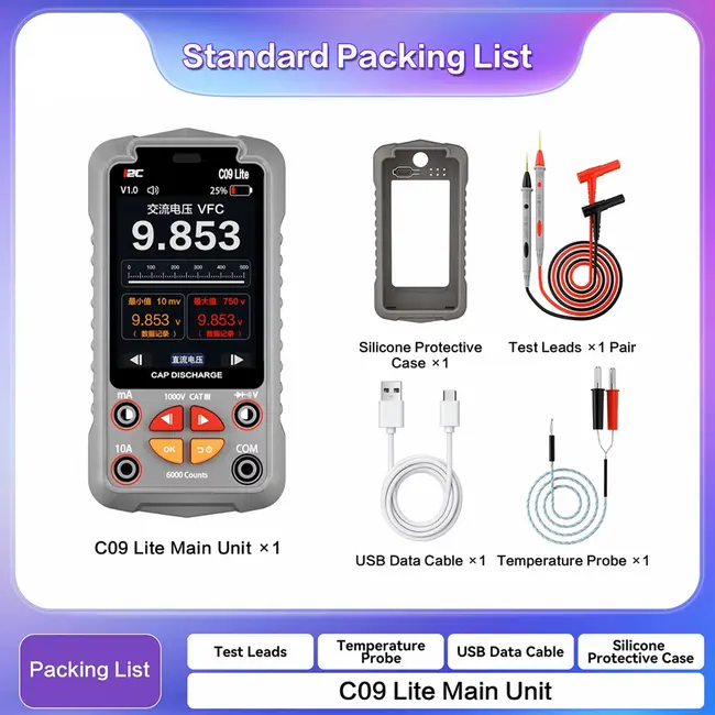 i2C C09 Lite Full Auto Digital Industrial Multimeter Supports Capacitive Discharge and Live Screen Mirroring 1206_20384