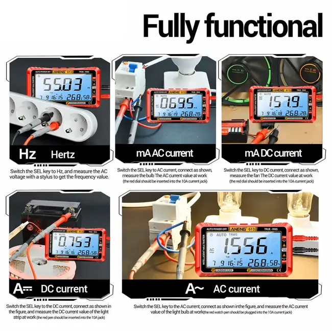 ANENG 613 3 in 1 Perpetual Calendar Temperature Hygrometer 4000 Counts Digital AC / DC Curent Voltage Resistance Smart Multimeter 91_9605