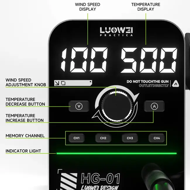 Luowei HG-01 800W Intelligent Digital Display BGA Hot Air Gun Desoldering Rework Station 59_9310