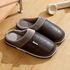 Big Size Winter Casual Men's Slippers Indoor Waterproof PU Leather Home Shoes Fur Flat Warm Fashion Bedroom Houseshoes variant_image_975_118_492